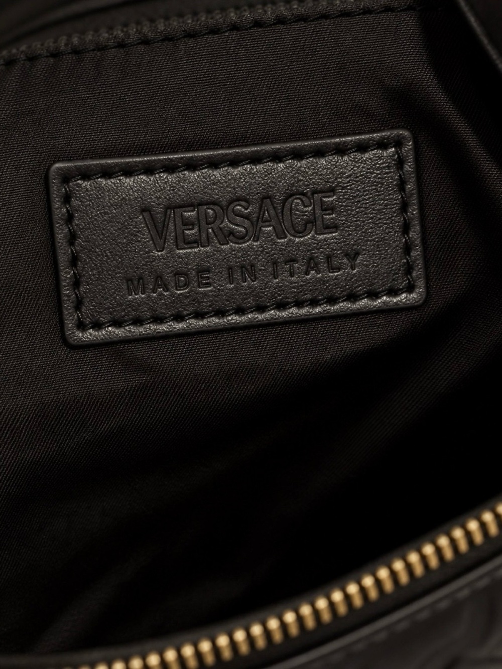 Versace Black Embossed Leather Crossbody with Gold Medusa Emblem - Picture 12 of 14